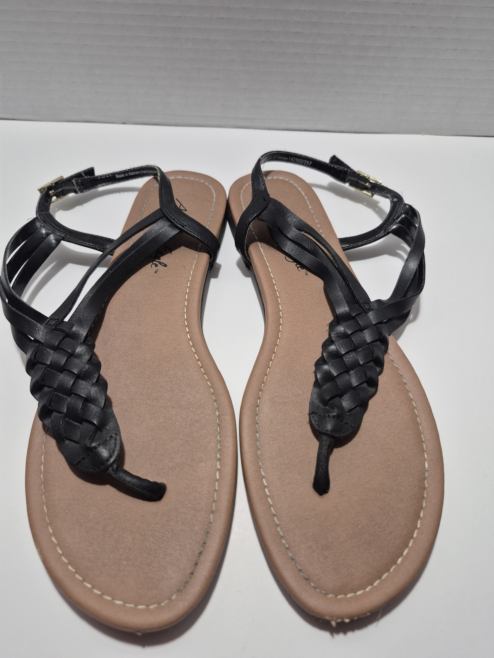 American Eagle Outfitters Black Braided T-Strap Sandals